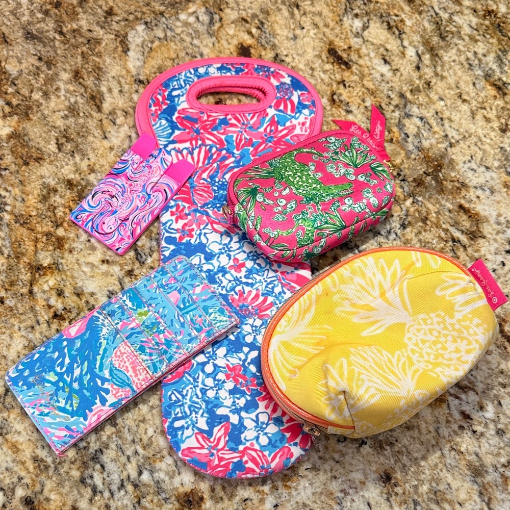 Lilly Pulitzer Vibrant Accessory Bundle - Pink, Blue, Yellow 5 piece set